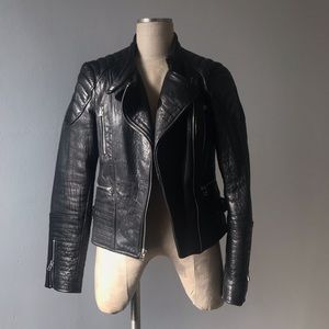 Dawn Levy black pebble leather jacket M